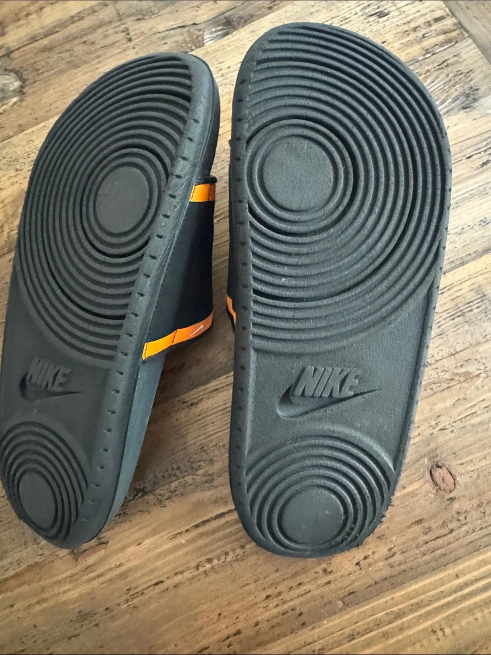 Nike Black and Orange Tennessee T Slide Sandals